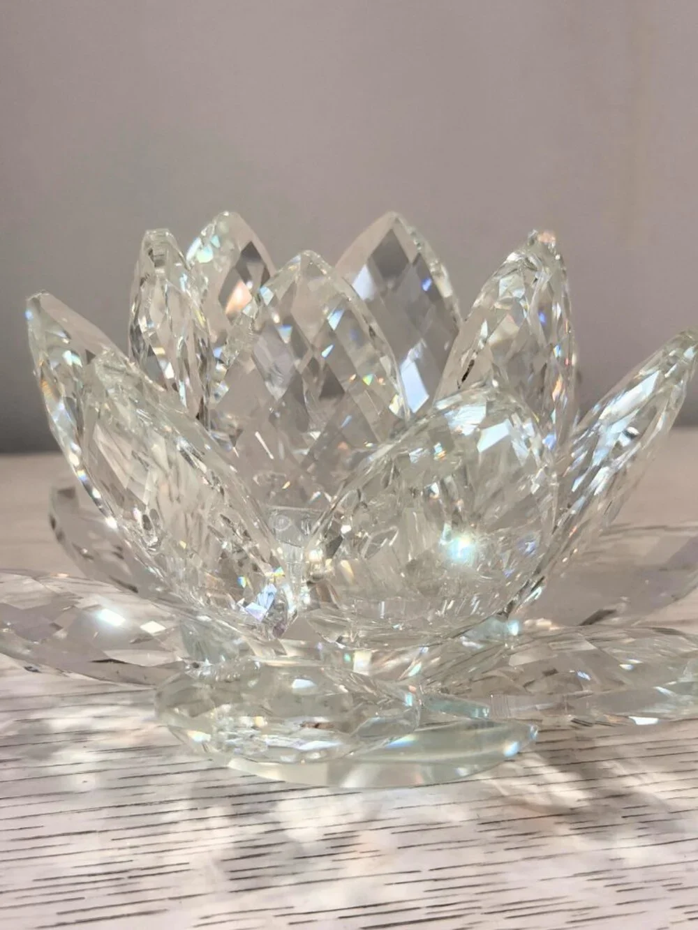 Large JM by Julien Macdonald Crystal Lotus Flower Votive TeaLight Candle Holder